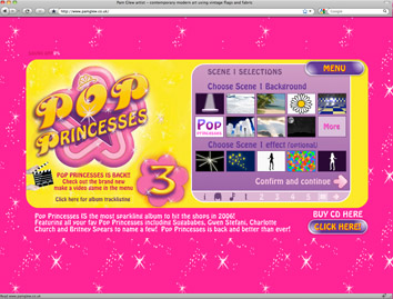 Pop Princesses compilation album microsite + Make video game